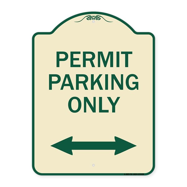 Signmission Permit Parking Bidirectional Arrow Heavy-Gauge Aluminum Architectural Sign, 24" x 18", TG-1824-23328 A-DES-TG-1824-23328 - main